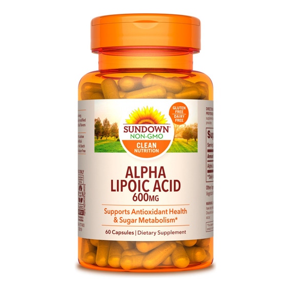 Sundown Alpha Lipoic Acid 600mg Antioxidante Suplemento 60c