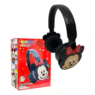 Diadema Bluetooth Ajustable Minnie Mouse Auricular Color Negro/rojo Luz Rojo