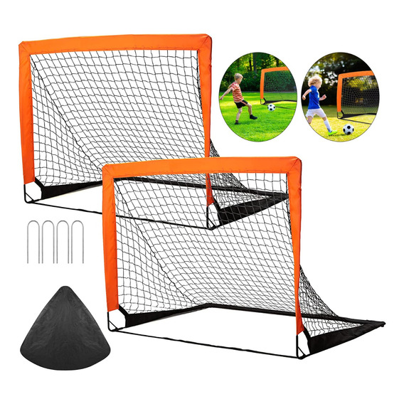 2 Pcs De Porterías De Fútbol Portátil Para Niños 120*90cm