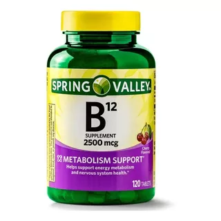 Vitamina B12 Cianocobalamina Pura 2500mcg 120 Tabletas Vitamina B12 De Spring Valley Están Formuladas Para Promover El Metabolismo Energético Y La Salud Del Sistema Nervioso Para Una Vida Saludable