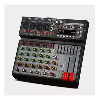 Mezclador Audio Bluetooth Mixer 6 Canales 16 Efectos 99 Dsp