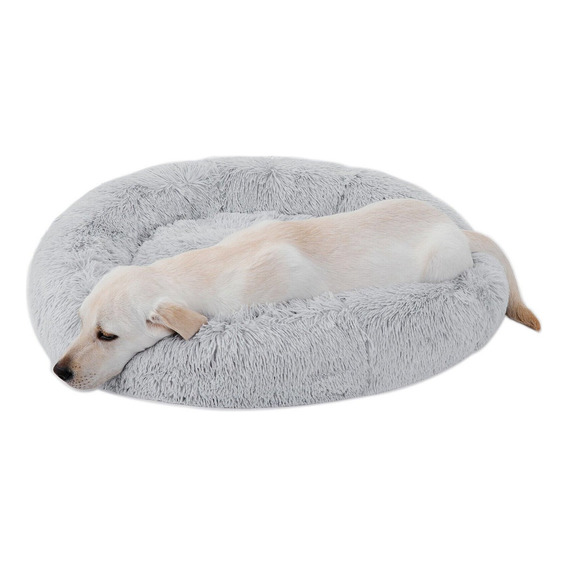 Cucha Cama Colchon Puff Plush Mascota Antiestress 60cm Atrix Color Gris Claro