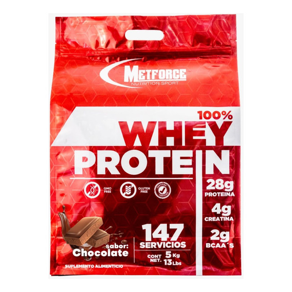 Proteína 100% Whey Metforce 5kg 147 Servs Creatina + Bcaas