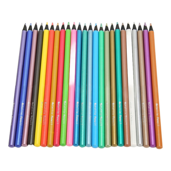 Lápices De Dibujo De Madera Metalizada De 24 Colores, 24 Uni