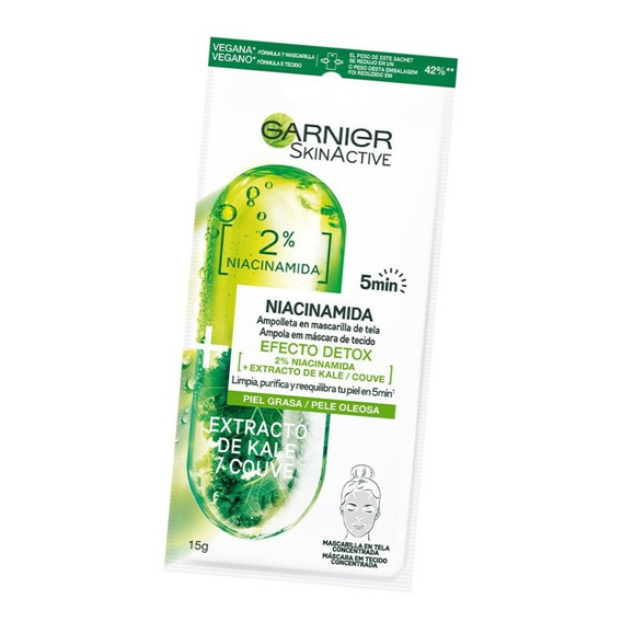 Ampolleta mascarilla facial Garnier skinactive kale