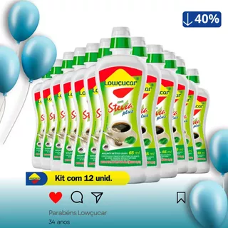 Kit Especial Com 12 Adoçantes Plus Com Stevia Líquido 65ml