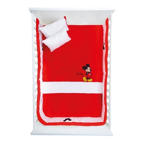 Cobertor Chiqui Mundo Bordado Cunero Mickey Mouse Microfibra Color Rojo