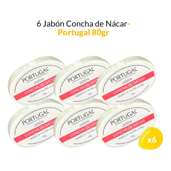 6 Jabón Concha De Nácar 80g - Portugal