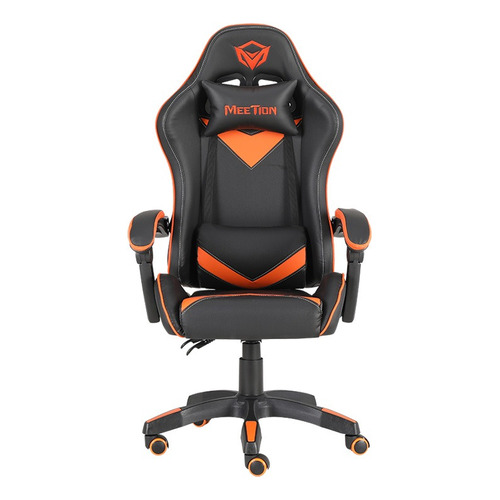 Silla Gamer Meetion Chr04 Ergonómica Reclinable 130 Grados Color Negro/naranja