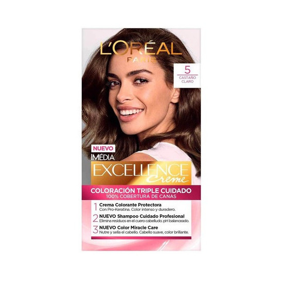 Kit Tinta L'Oréal Paris  Excellence Tintura L'Oréal Excellence Creme tono 5 castaño claro para cabello