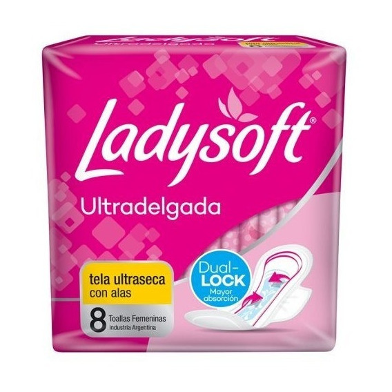Ladysoft Toalla Femenina Ultradelgada Con Alas Ultraseca 8u 