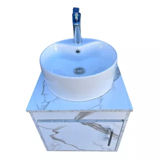 Kit Gabinete Flotante 45x45 Blanco+lavabo Ovalin +accesorios