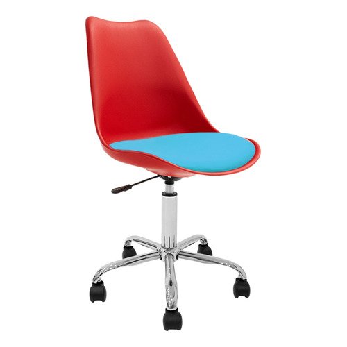 Silla Oficina Escritorio Pc Tulip Newmo Color Rojo Asiento Turquesa