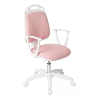 Silla De Escritorio Diva Neumatica Ergonómica Rosa Y Blanca Con Tapizado De Cuero Sintético