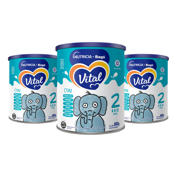 Vital 2 Leche Maternizada En Polvo 800g Pack X 3un