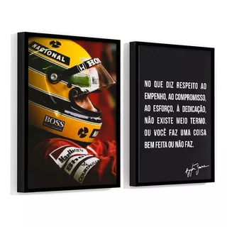 2 Quadros Decorativo Ayrton Senna Frases Motivaçao 40x60