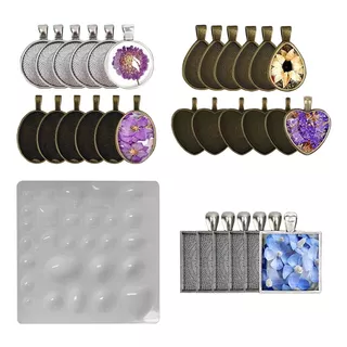 Set 31 Piezas Molde Silicona Para Resina Epoxica Joyería