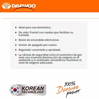 Daewoo Garrafera Dany-113 Estufa Calefactor Color Negro 220v