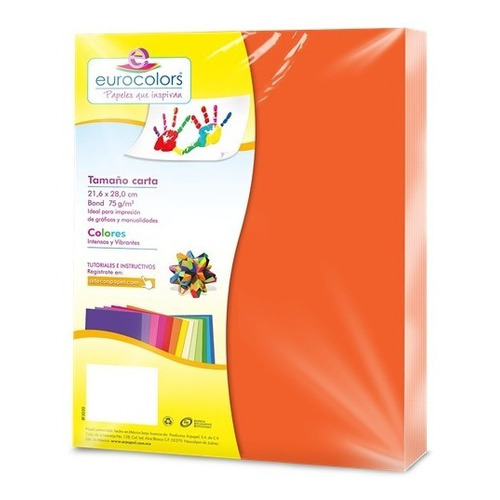 Papel Cortado Eurocolors Carta Naranja Neon C/100 Ec0096 /v Color Naranja Neón