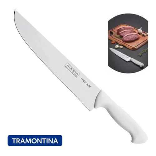 Cuchillo de cocina Tramontina de acero inoxidable para carne asada, 10 pies, color blanco premium