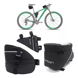 Kit Bicicleta Bolsa Selim Suporte Bag Celular Universal 