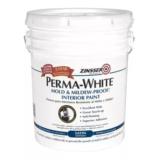 Pintura Latex Interior Perma White Satinado 18lt Zinsser Color Blanco