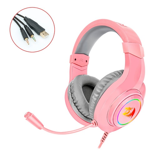 Auriculares Hylas Rgb H260-p Redragon Pink para jugadores