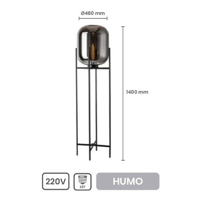 Lampara De Pie Rita Humo Apto Led Deco Moderno Cie