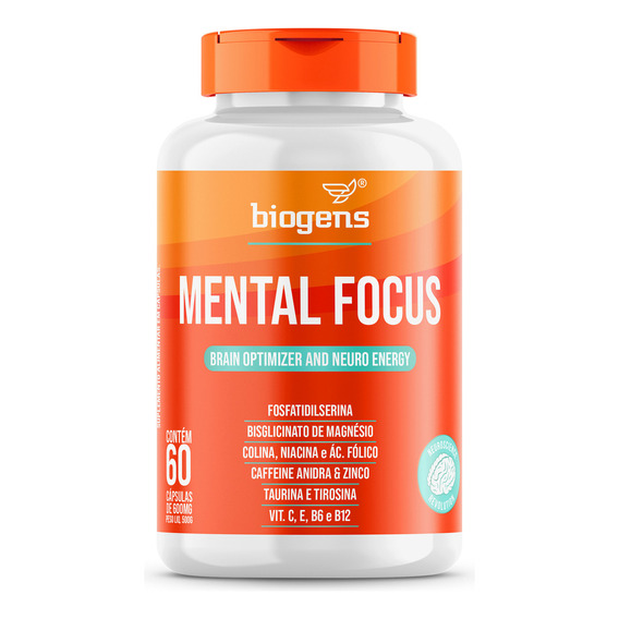 Mental Focus, Brain Optimizer, 60 cápsulas, sabor neutro de Biogens