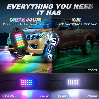 Metal Dreamcolor 8pods Rock Lights Led Rock Lights For Truck