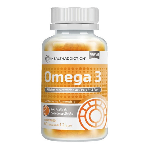 Omega 3 Con Aceite De Salmón EPA  y DHA Plus Healthaddiction. Cápsulas Sin Sabor Ni Olor