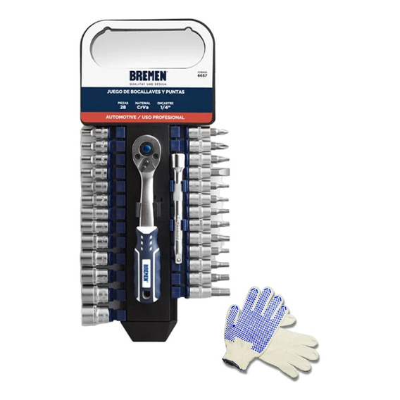 Set Juego Tubo Bocallave 1/4'' Bremen Puntas Torx Allen 28pz