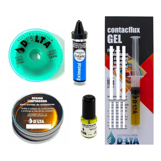 Kit Soldar Estaño Flux Resina Malla Desoldante Decapante