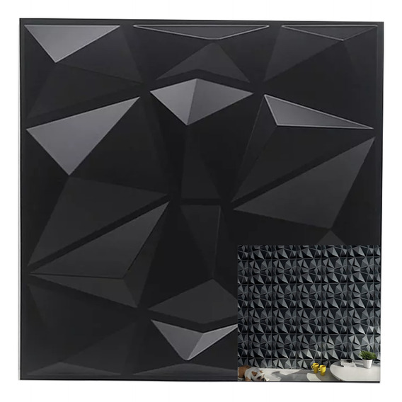 Panel 3d Decorativo 30x30cm Negro Parede 24pcs