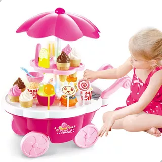 Brinquedo Carrinho De Sorvete C Luz Som Ice Cream Candy Cart