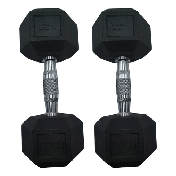 Par Mancuernas 20 Lb Hexagonal Crossfit Gym Pesas Ejercicio Color Cromado