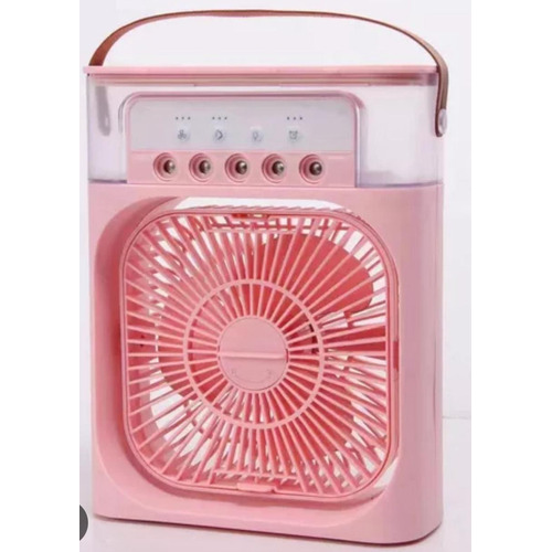 Ventilador De Escritorio Y Humificador Con Luz Led 4 En 1 Estructura Rosa