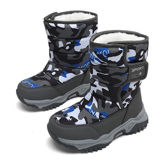 Botas De Nieve De Camuflaje De Felpa Para Niñas Y Niños