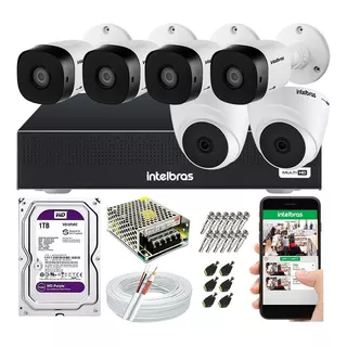 Kit Cftv 6 Câmeras Segurança Intelbras Mhdx 1108 Purple 1 Tb