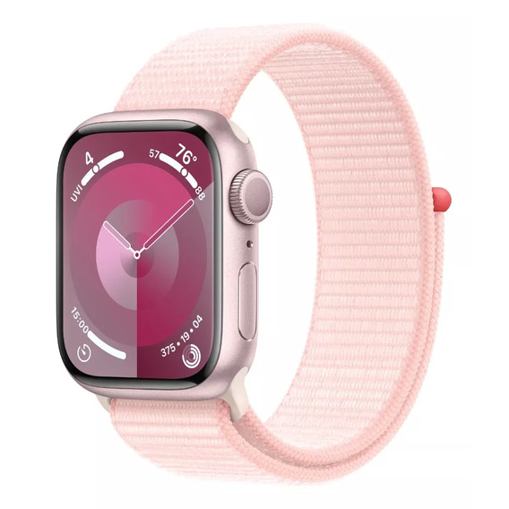 Apple Watch Series 9 GPS • Caja de aluminio rosa de 45 mm • Correa loop deportiva rosa claro