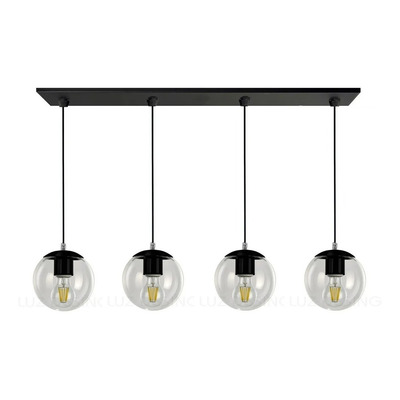 Colgante 4 Luces Globo 15cm Negro Moderno Apto Led E-27