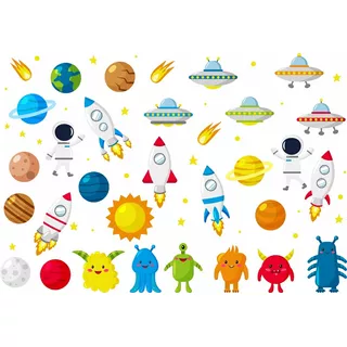 Adesivo Parede Infantil Planetas Universo Espaço - Mv513 Cor Colorido