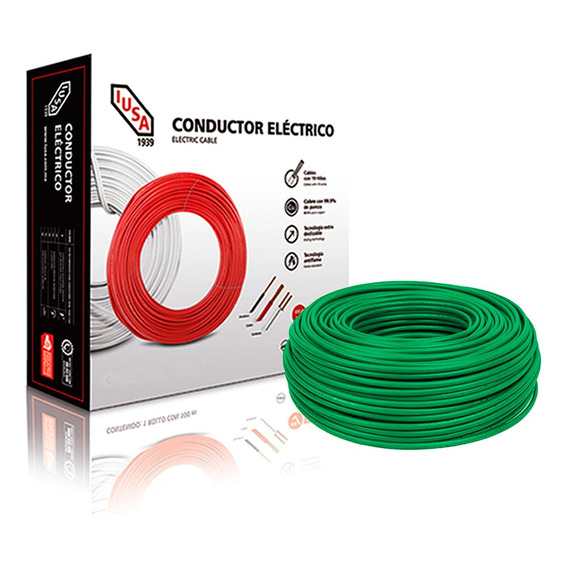 Caja 100 Mts Cable Iusa Rojo Thw Cal 10 Awg 100%cobre