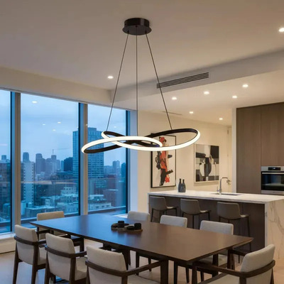 Lampara Colgante Moderno Led Diseño Negro L2020 Sf Negro Interior