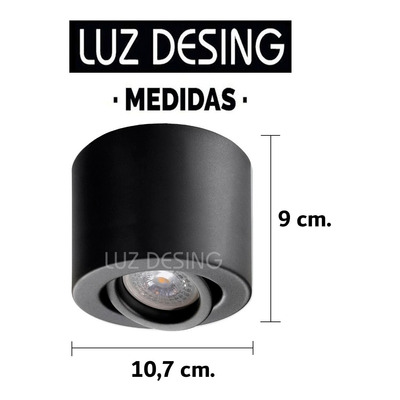 Spot Plafon Monovolumen Negro Gu10 Apto Led Luz Desing