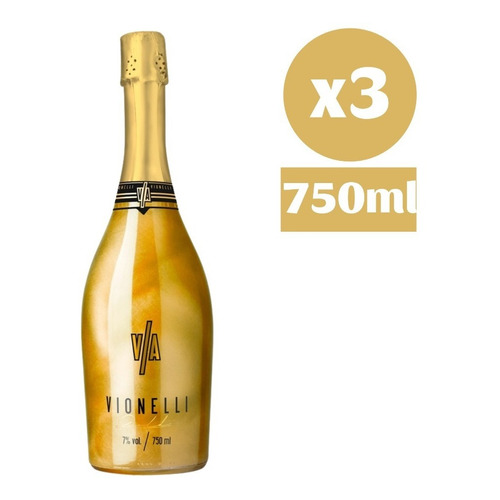 Pack 3 X Espumante Vionelli Gold 750ml Brillo