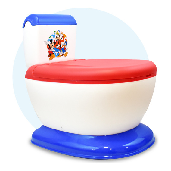 Pélela De Bebe Diseño De Inodoro Con Sonido Disney Color Azul y Rojo Mickey