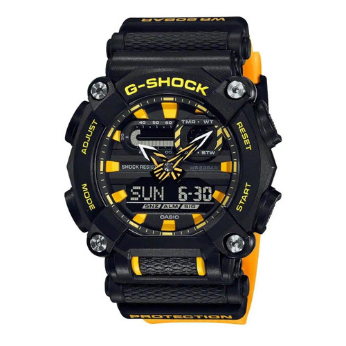 Reloj Hombre Casio G Shock Ga-900a 1a9 Color de la malla Amarillo Color del bisel Negro Color del fondo Negro