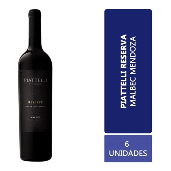 Vino Piattelli Reserve Malbec Mendoza Caja X 6 X 750ml. 