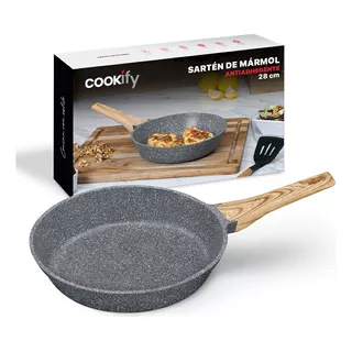 Sartén Antiadherente 28 Cm Cookify | Stone-tech Series | Libre De Pfoa, Cocina Saludable. Color Mármol Gris